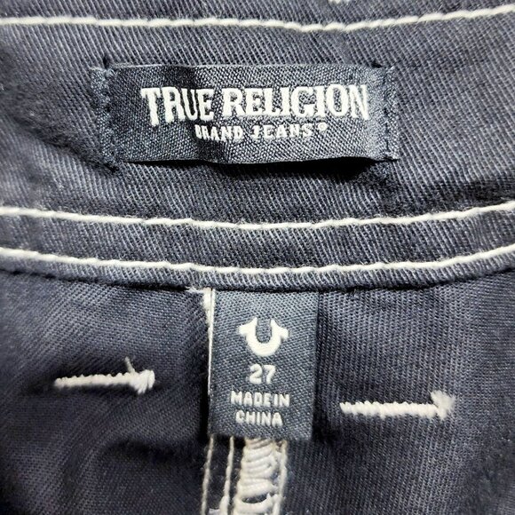 True Religion Cargo Pant Women Jet Black Size 27 Wide Leg Pockets New - Picture 5 of 14